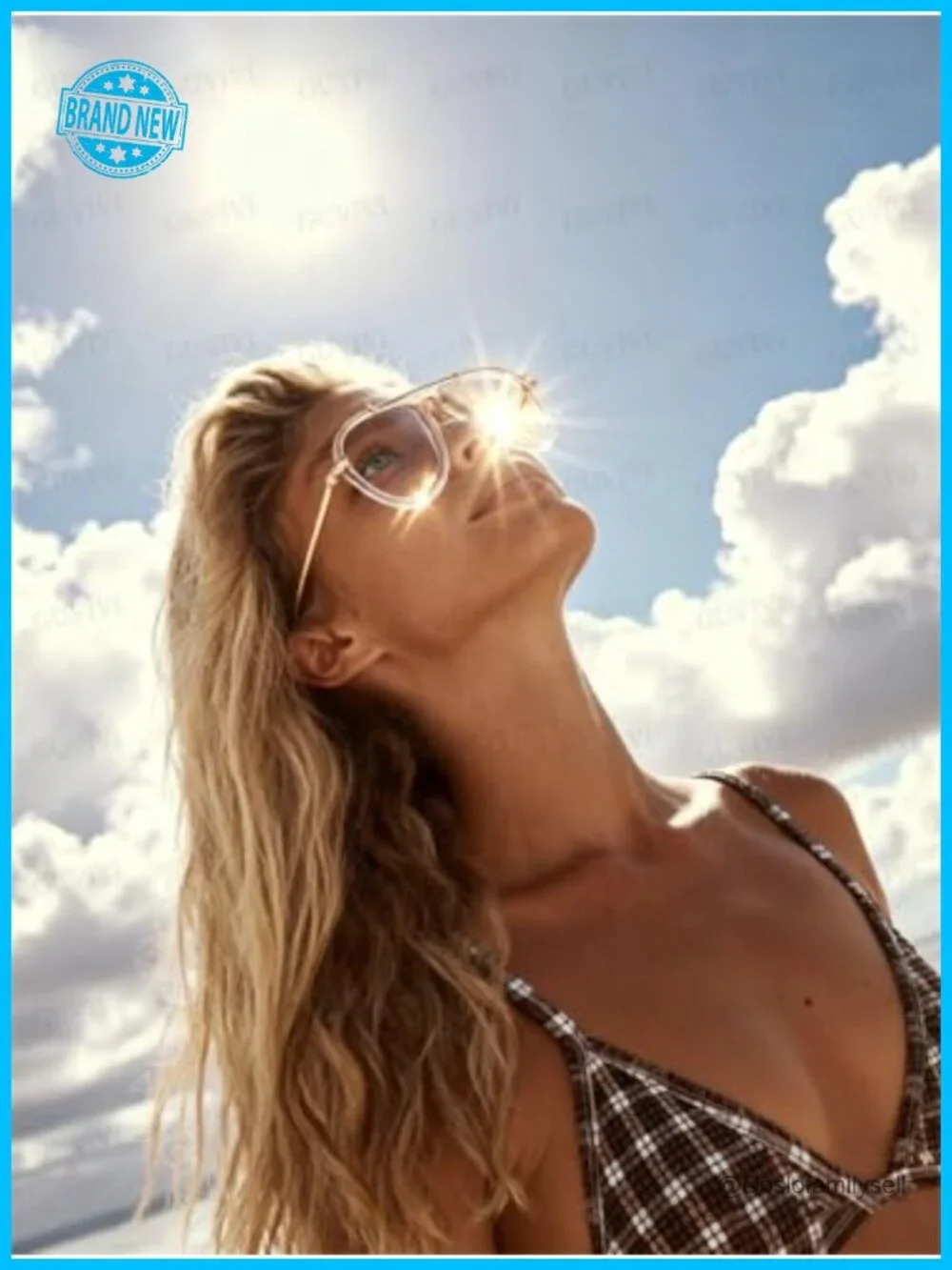 Oversized Retro Aviator Sunglasses 70s Gold Top Bar UV400 Women